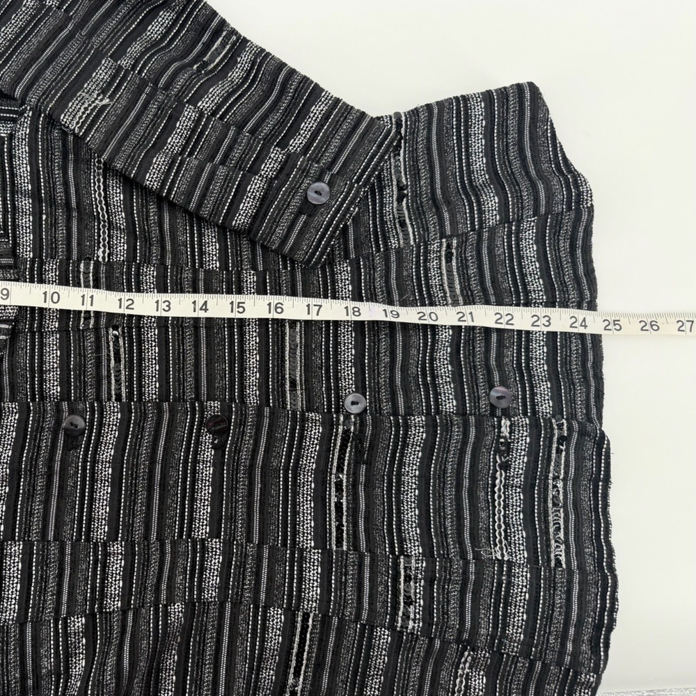 Chico's Black White Striped Metallic Textured Button Front Jacket Size 0 - Picture 8 of 8